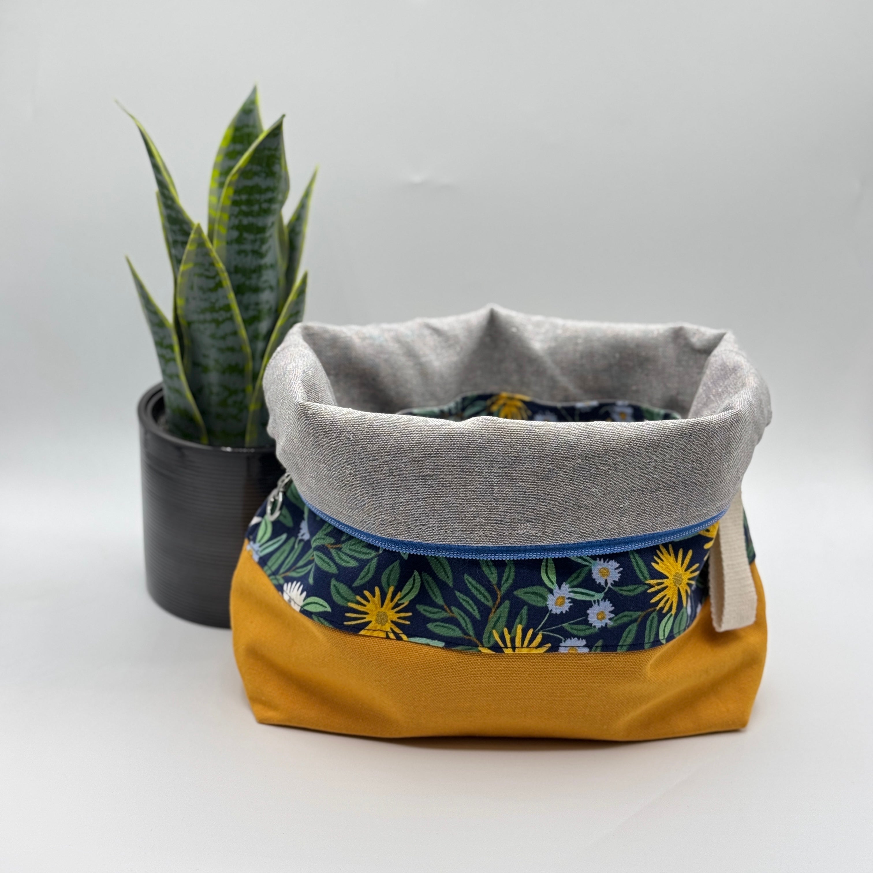 Sac à projet moyen / Medium project bag – ZIP - Daisy Fields - marine