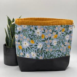Sac à projet moyen / Medium project bag – Daisy Fields - bleu