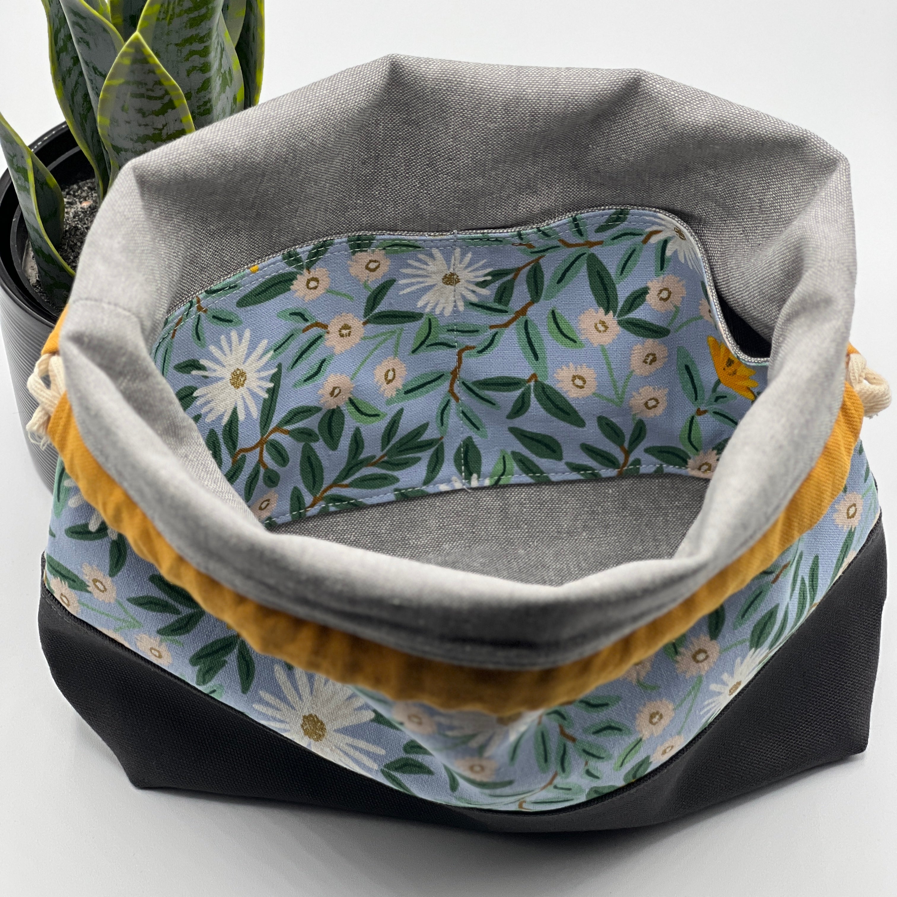Sac à projet moyen / Medium project bag – Daisy Fields - bleu