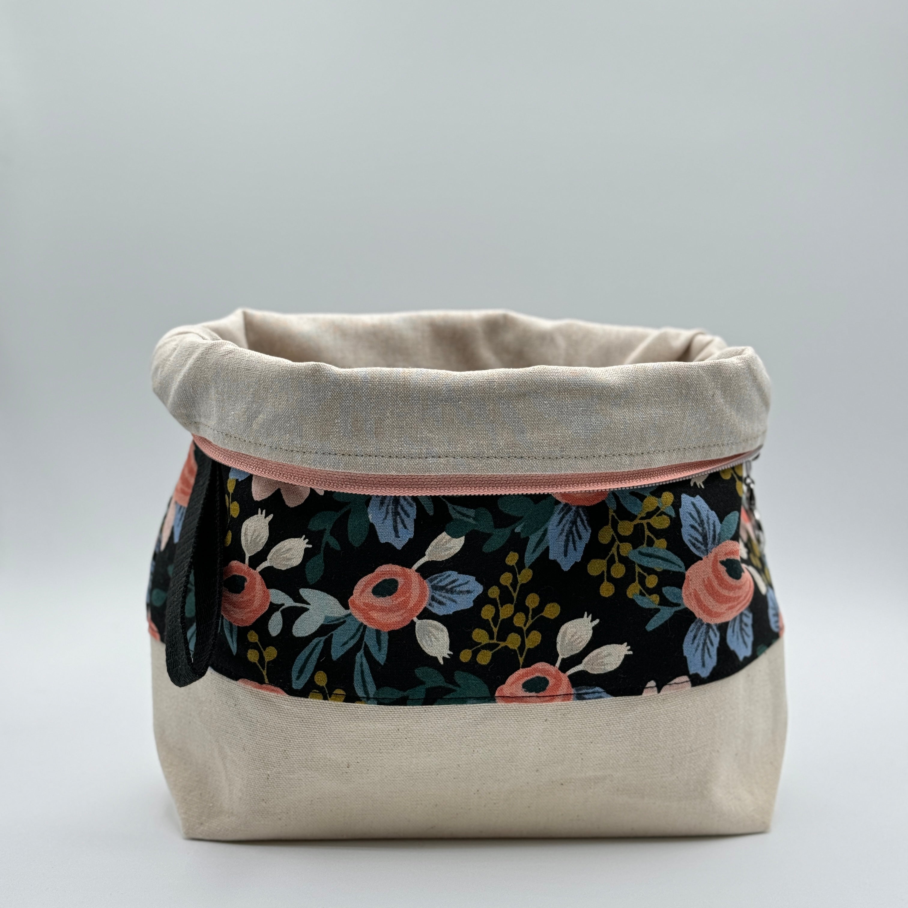 Sac à projet moyen / Medium project bag – ZIP - Garden Party - Rosa - noir