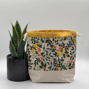 Petit sac à projet / Small project bag - Bramble - Citrus Grove, crème