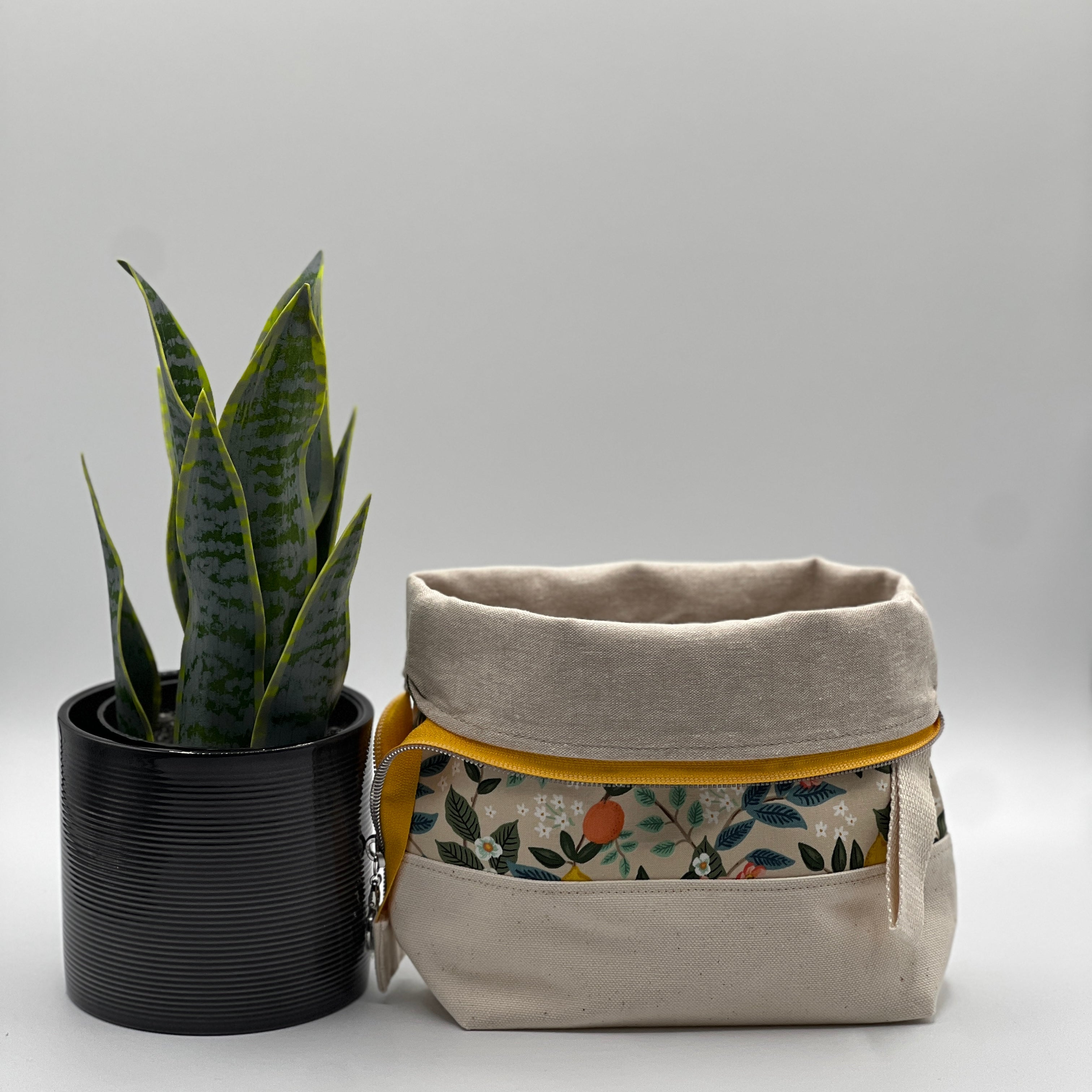 Petit sac à projet / Small project bag - ZIP - Bramble - Citrus Grove, crème