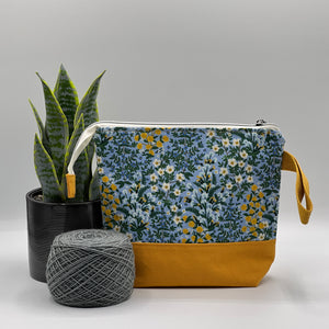Petit sac à projet / Small project bag - ZIP - Camont - Wildwood Garden - Bleu