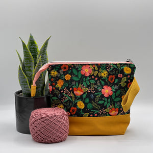 Petit sac à projet / Small project bag - ZIP - Camont - Poppy Fields - Noir